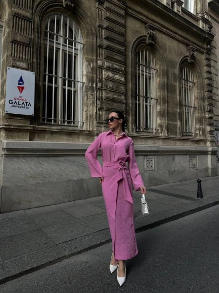 طقم تنورة وقميص كتان